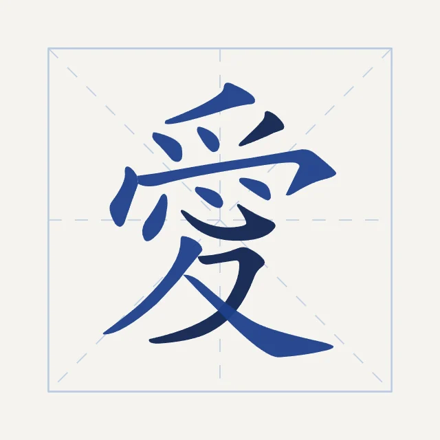 Amour en aplats, porcelaine bleue, tableau signe chinois amour