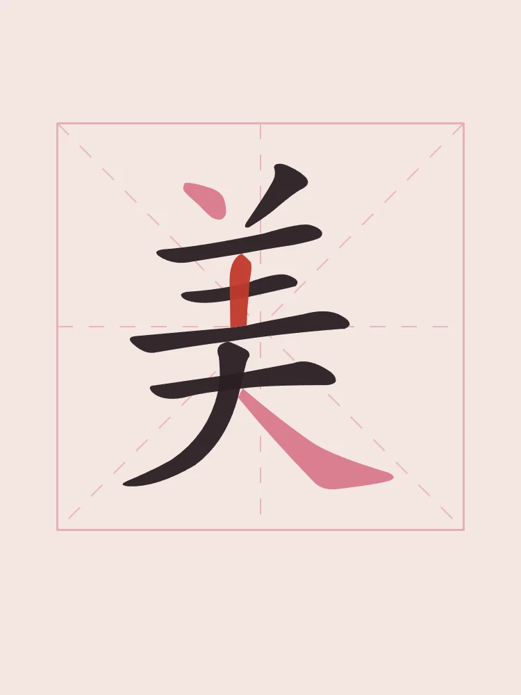 Beauté en aplats, pivoine : 美 (měi), Beauté