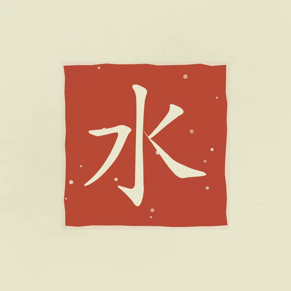 Eau en sceau, thé vert : 水 (shuǐ), Eau