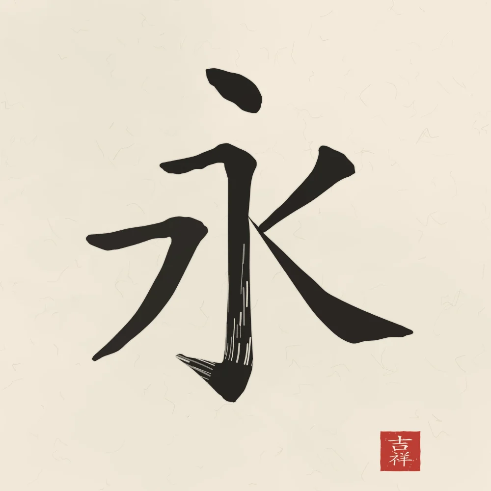 Éternité à l'encre, papier xuan : 永 (yǒng), Éternité, pour toujours