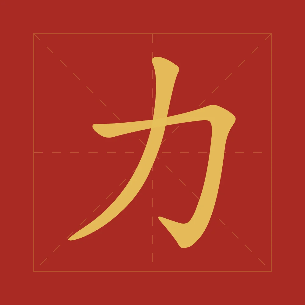Force en aplats, laque rouge : 力 (lì), Force