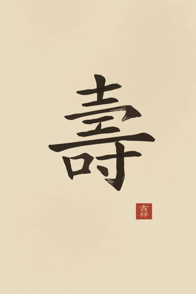 Longévité à l'encre, sable ocre : 壽 (shòu), Longévité