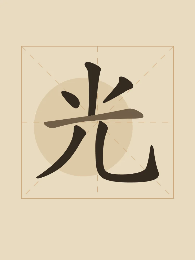 Lumière en aplats, sable ocre : 光 (guāng), Lumière
