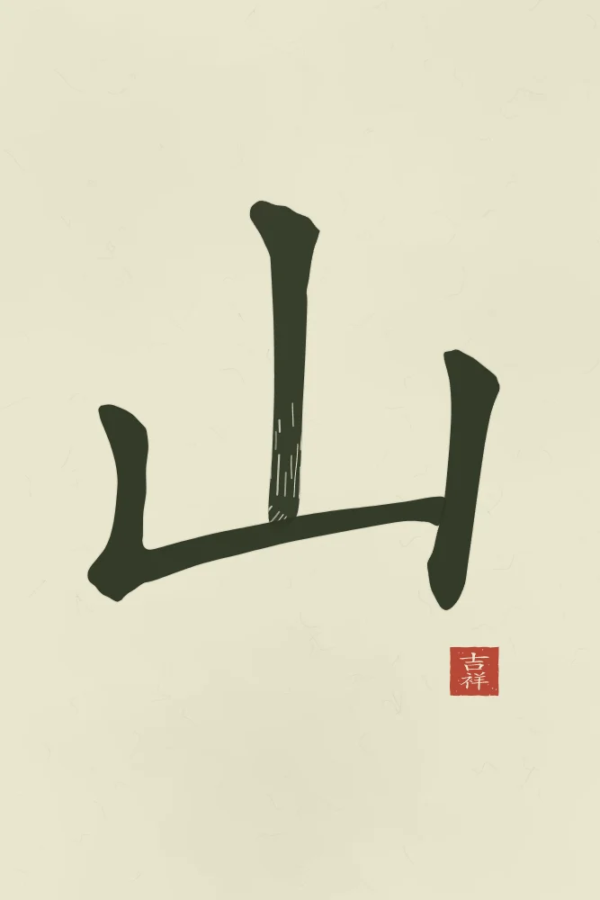 Montagne à l'encre, thé vert : 山 (shān), Montagne