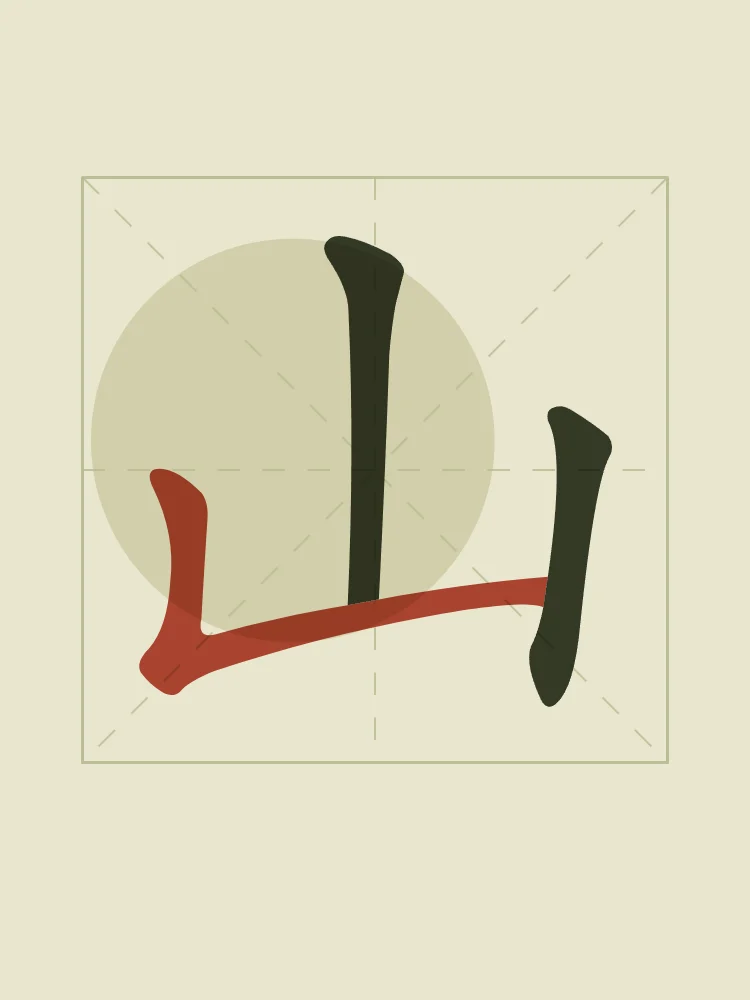 Montagne en aplats, thé vert : 山 (shān), Montagne