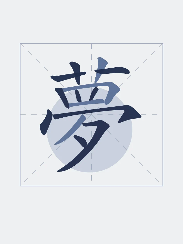 Rêve en aplats, indigo : 夢 (mèng), Rêve
