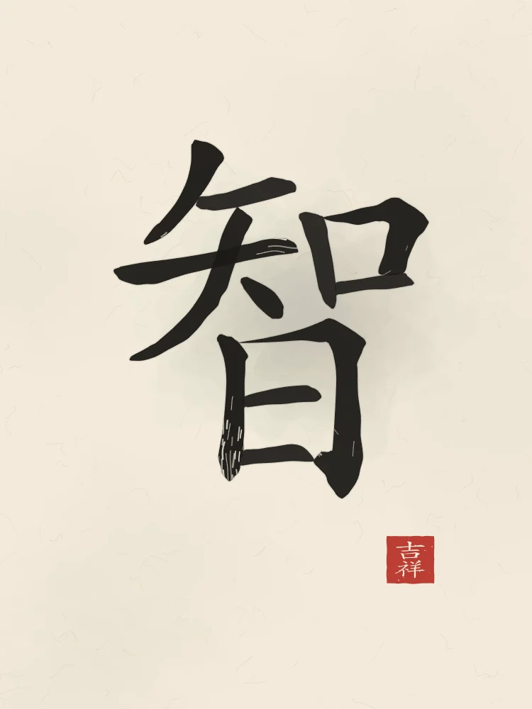 Sagesse à l'encre, papier xuan : 智 (zhì), Sagesse