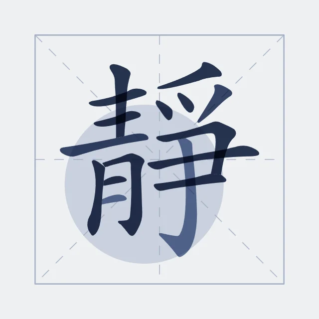 Sérénité en aplats, indigo, tableau caractère chinois sérénité