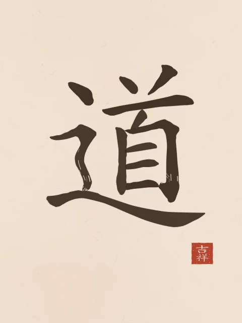 Tao, la Voie à l'encre, terre cuite, tableau caractère chinois Tao