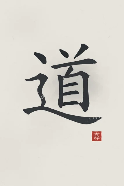 Tao, la Voie à l'encre, riz gris, tableau caractère chinois Tao