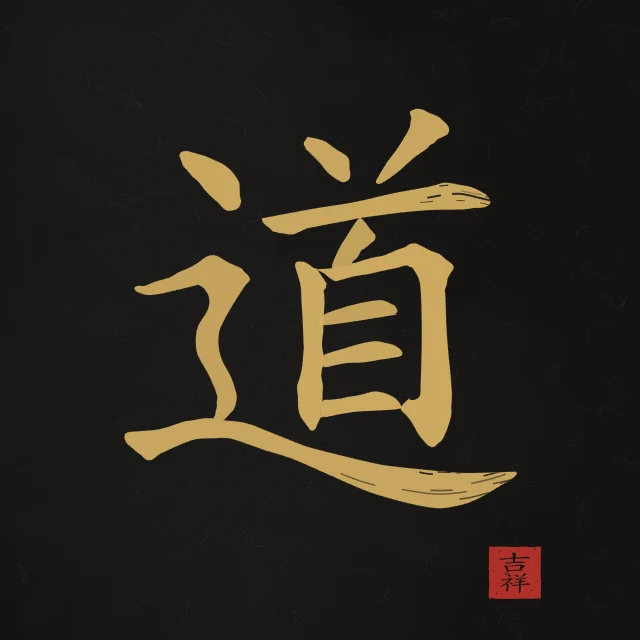 Tao, la Voie à l'encre, encre d’or, tableau caractère chinois Tao