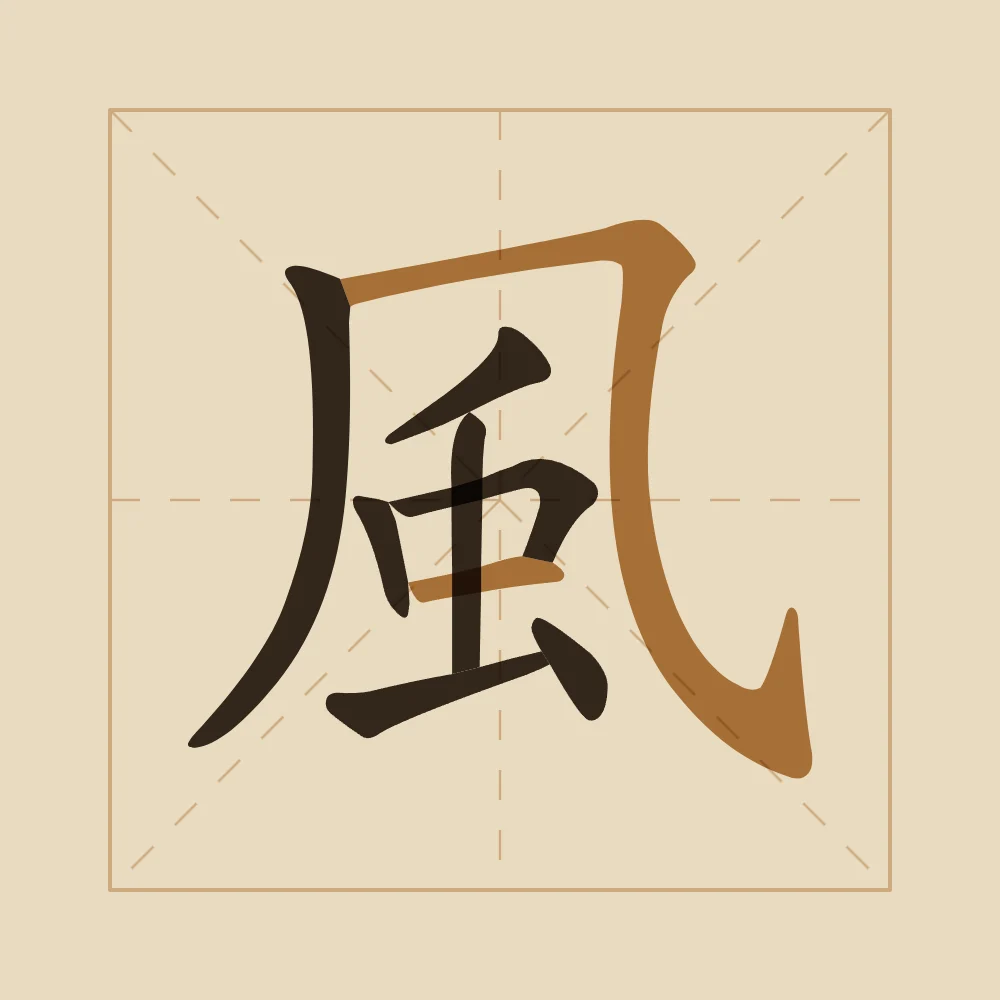 Vent en aplats, sable ocre : 風 (fēng), Vent