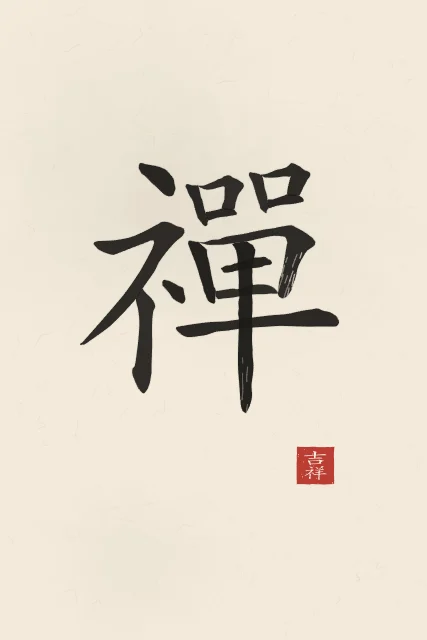 Zen à l'encre, papier xuan, tableau caractère chinois zen