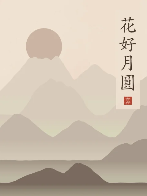Belles fleurs, pleine lune sous la lune, terre cuite, tableau calligraphie chinoise belles fleurs et pleine lune