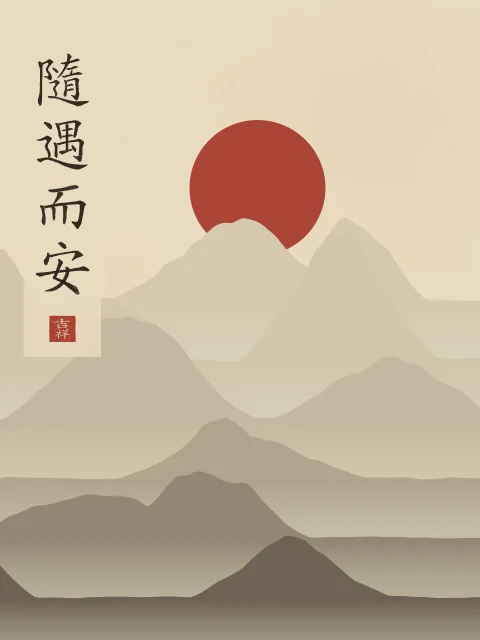 Être bien partout sous la lune, sable ocre, tableau calligraphie chinoise être bien partout