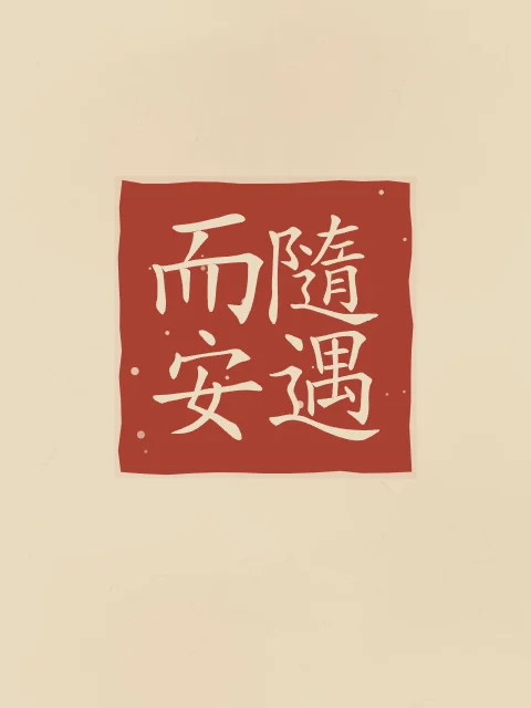 Être bien partout en sceau, sable ocre, tableau calligraphie chinoise être bien partout