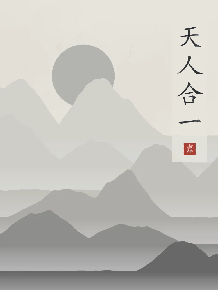 Unité du ciel et de l’homme sous la lune, riz gris : 天人合一 (tiān rén hé yī), L’unité du ciel et de l’homme