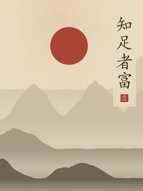 Qui sait se contenter est riche sous la lune, sable ocre, tableau citation Lao-tseu qui sait se contenter est riche