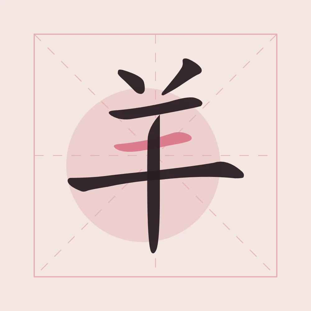 Signe de la Chèvre en aplats, pivoine : 羊 (yáng), Chèvre