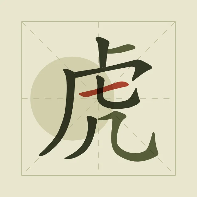 Signe du Tigre en aplats, thé vert, tableau signe chinois tigre
